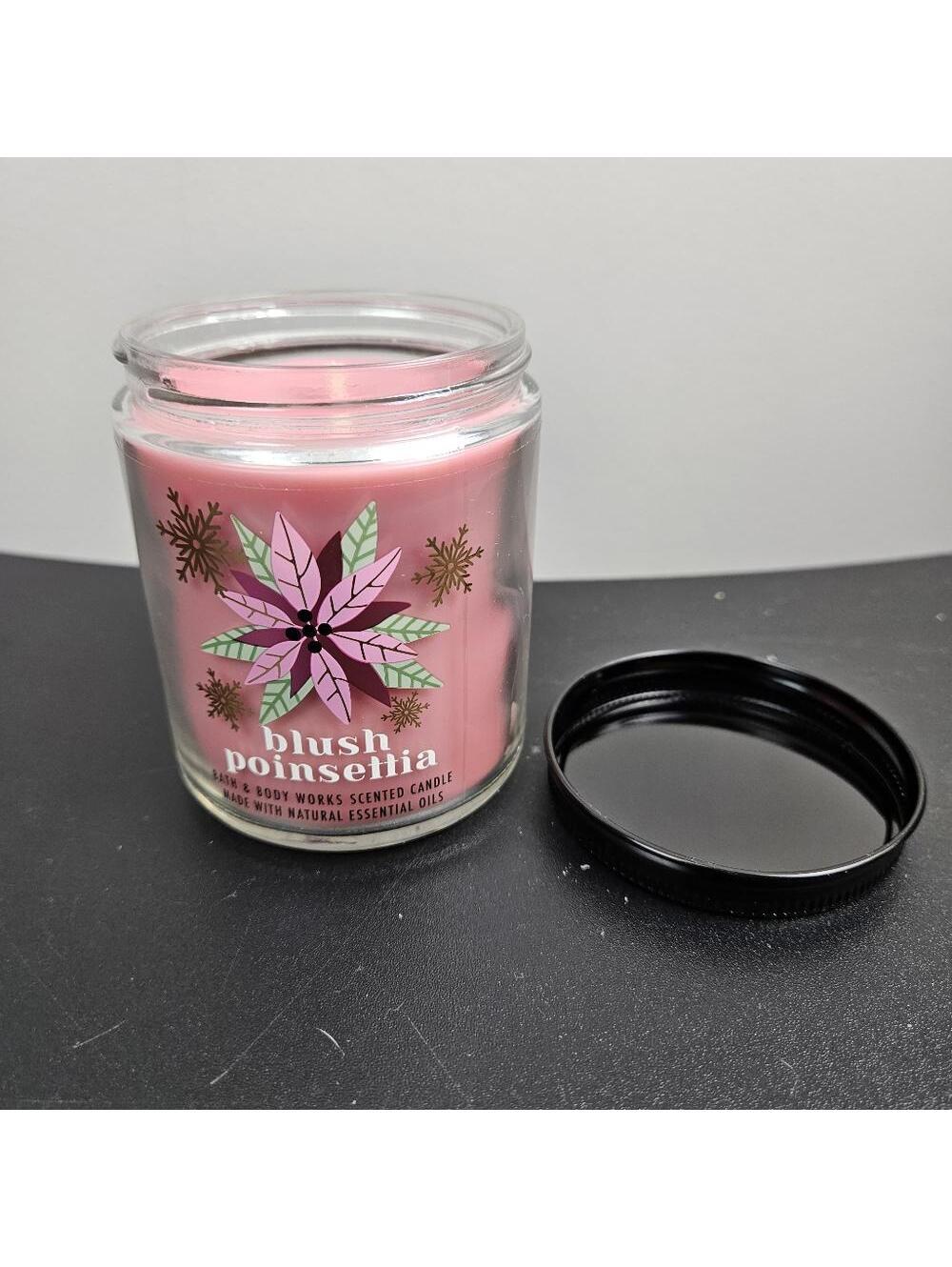 Bath and Body Works Blush Poinsettia Mason Single Wick Candle
